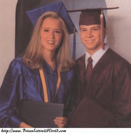 Brian and Samantha in their cap and gowns graduating HS